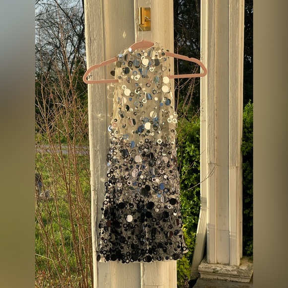 NWT 2010s Deadstock Ombré Chunky Sequin Monique Leshman High Neck Disco Top - Picture 3 of 4